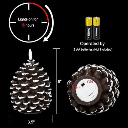 Wondise Pine Cone Flameless Candles with 6H Timer - Image 3
