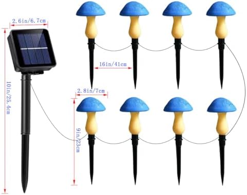 Solar Mushroom Lights Garden Decor 8 Blue Crack Mushrooms Outdoor Decor Stake Lights, Waterproof Solar Pathway Light Gardening Gifts for Landscape Easter Gnomes Yard Halloween Christmas Decorations - Image 7