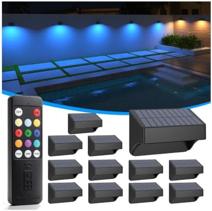 ZCXLIGHT 12 Pack Solar Fence Lights ，10 Fixed Colors ＆ RGB Color Changing by ZCXLIGHT