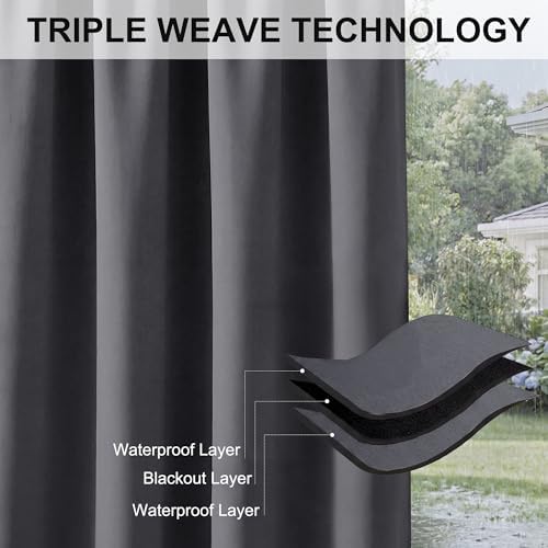 RYB HOME Extra Wide Outdoor Curtains for Patio Waterproof Privacy - Image 6
