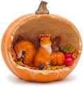 Fall Decor Squirrel Figurine in Pumpkin, Autumn Harvest Resin by Unknown