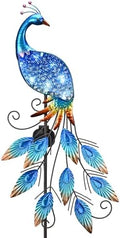 TERESA'S COLLECTIONS Solar Metal Glass Peacock Stake Light Gift 40" by TERESASCOLLECTIONS