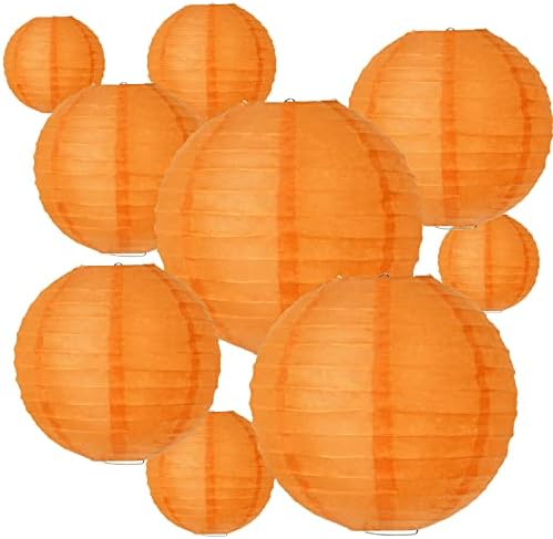BEISHIDA Orange Paper Lanterns 10Pcs 4/6/8/10/12 Inch Round Chinese Lamp by Beishida