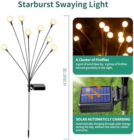 vignuto Solar Lights Outdoor Waterproof,6 Packs 48LED, Garden Decor, Patio Decor, Firefly Lights Solar Outdoor, Unique Gifts for Women - Image 2