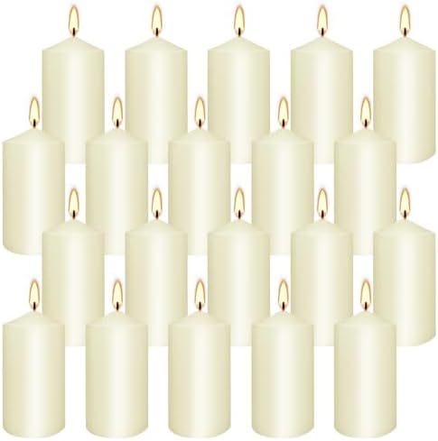 Set of 20 Ivory Pillar Candles,Dripless and Smokeless Dinner Candle, 2x4” Pillar Candles for Parties Weddings,Spa,Home Décor,Parties and Special Occasions. by fclayvts