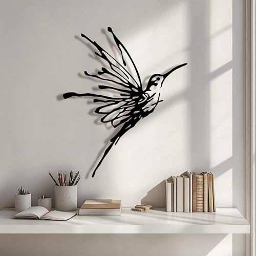 3D Metal Hummingbird Wall Art, Black Outdoor Decor, Waterproof(12.3"x16.5") - Image 5