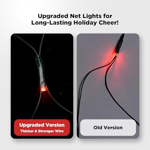 BlcTec Upgraded Christmas Lights Outdoor 176LED 8.7ft x 5.2ft Christmas Net Lights with UL Certified, 8 Modes, Timer, Connectable, Waterproof & Thick Wire for Bushes, Shrubs Decorations, Red Green - Image 3