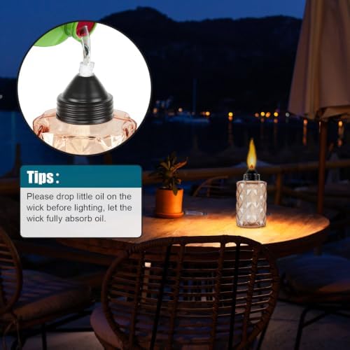 Glass Table Top Torch, Outdoor Torch Canisters 12 oz,Refill Canister with Wicks and Covers, Patio Metal Torch for Luau Party, DIY Garden Decor (4 Packs) (Orange) - Image 5