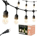 Brightech Ambience Pro - 24 Ft Waterproof LED Outdoor String Lights - Hanging, Dimmable 2w Vintage Edison Bulbs -Commercial Grade Patio Lights Create Cafe Ambience in Your Backyard - 7 Lights, Black by Brightech