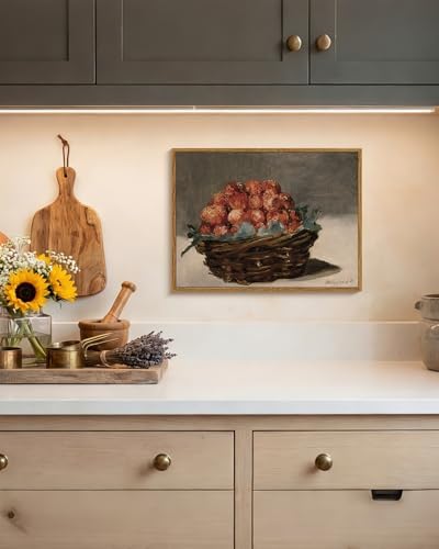 WHASAYART Raspberries Canvas Wall Art 12x16in, Vintage Fruit Still Life Framed Wall Decor, Rustic Farmhouse Kitchen Artwork Print, Fruit painting for Dining Room, Kitchen, Coffee Bar, Gift Ready - Image 5