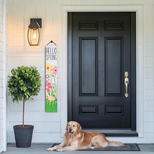 8"x48" Spring Welcome Sign for Front Porch, Hello Spring Porch Sign for Front Door Durable PVC Welcome Home Decorations for Outdoors p (Design 7) - Image 7