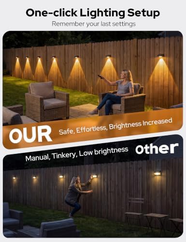 JOFIOS Fence Lights Solar Powered with Remote, 9 Fixed Colors ＆ Color Changing White Fence Lights Waterproof IP65 Dusk-to-Dawn LED Deck Lighting for Patio, Pool, Porch, Backyard, Wall, 12 Pack - Image 6