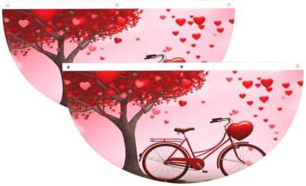 Love Heart Bicycle Semicircular Hanging Decorative Bunting Flag 2pcs by Ouqiuwa
