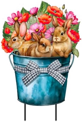 Briarwood Lane Spring Metal Art 28x15.5 Bucket of Bunnies for Spring Metal Art by BriarwoodLane