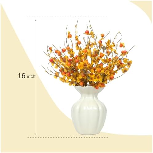 Set of 8 Fall Flower Berries Picks for Vase Centerpices, Autumn Orange Berry Picks for Home Decor, Thansgiving Harvest Flower Home Decor - Image 6