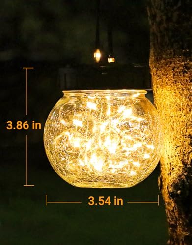 Solar Lanterns Solar Lights Outdoor Waterproof 12-Pack, Solar Powered Hanging Lights Cracked Glass Hanging Globes for Christmas Decoration, Shepherd Hook, Garden Tree Ornaments - Image 3