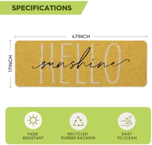 Artoid Mode Yellow Hello Sunshine Doormat,Home Decor Low-Profile Switch Rug Door Mat Floor Mat for Indoor Outdoor 17x47 Inch - Image 3