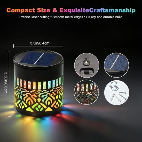 Solar Mandala Projection Wall Lights Waterproof, Gift for Women Men, Solar Mandala Lights Outdoor Metal Fence Lights, Decor Light for Yard Garden Post Patio Backyard Porch Tabletop (Warm White 2 Pcs) - Image 2