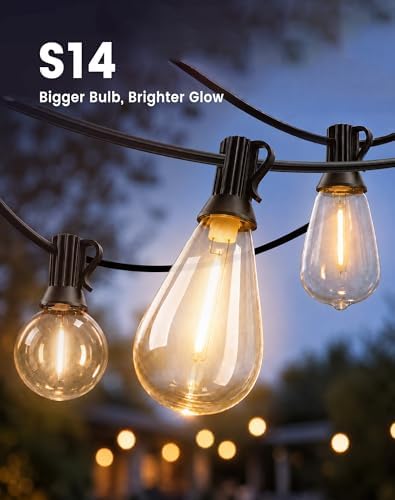 30FT(24+6) Outdoor LED String Lights with 2FT Bulb Spacing, Waterproof, Shatterproof, Dimmable, Warm White, 3 Lighting Modes, Timer, Plug in Hanging Backyard Lights for Outside, Patio - Image 5