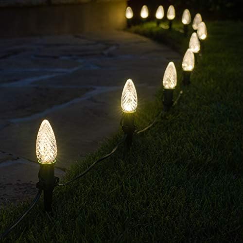 Wintergreen Lighting OptiCore LED C9 Green Christmas Pathway Lights, Heavy Duty Bulbs for Driveway, Walkway Marker, 5" Commercial PathPRO Stakes, 18 Gauge Plug-in Green Wire, 100 Lights, 100 ft - Image 5