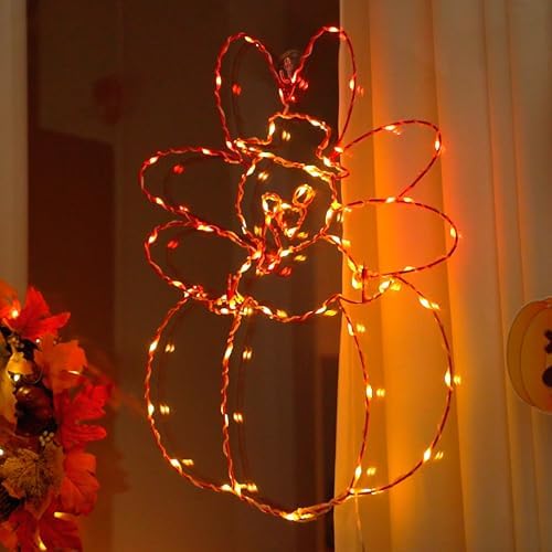 Hiboom Thanksgiving Turkey Pumpkin String Lights, Red Orange, 16'' - Image 4