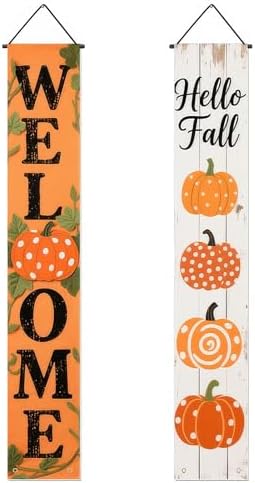 HOMETITUTE Fall Welcome Porch Banner Set 12 x 71 Inch 2 Pack by HOMETITUTE