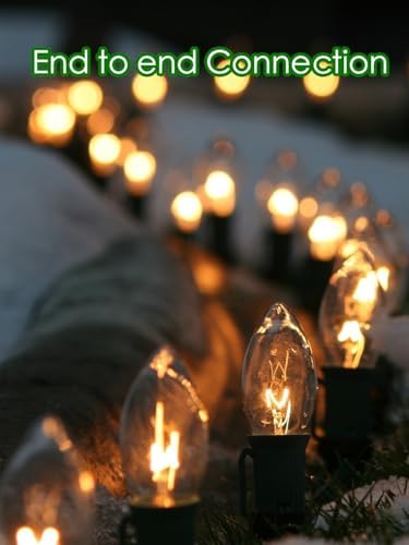 SUNSGNE Christmas Pathway Lights Outdoor - 38FT Vintage Christmas Lights with 25 C9 Clear Bulbs and 25 Plastic Stakes for Walkway, Sidewalk, Lawn, Path, Garden Decor - Image 3
