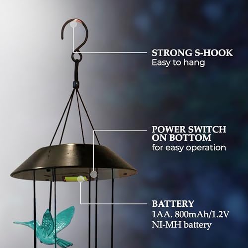 Upblend Outdoors Hummingbird Solar Hanging Decoration for Outside – Color Changing LED Decoration for Outside, Solar Decor Outdoor Waterproof – Hummingbird, Light Blue - Image 5