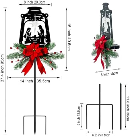 Solar Powered Metal Nativity Scene Garden Stake, Waterproof Outdoor Christmas Silhouette Yard Decor - Image 6