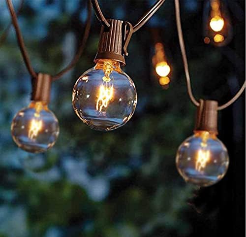 GOOTHY Outdoor String Lights, 25FT Hanging Patio Lights String with 27 G40 Clear Globe Bulbs (2 Spare), Connectable Globe String Lights for Indoor Outdoor Garden Commercial Decor, C7/E12 Base - Brown by Goothy