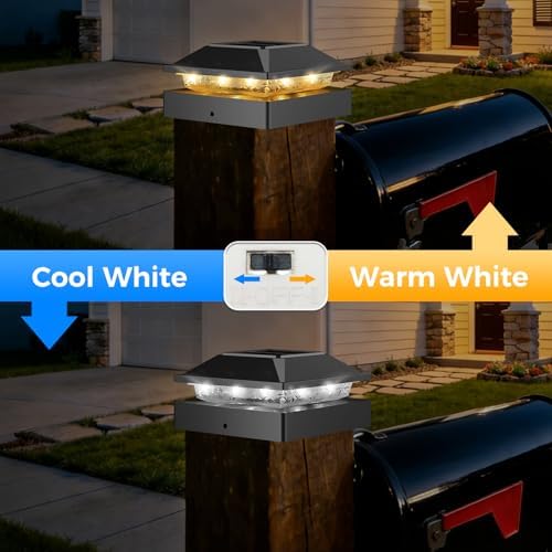 Peasur 4x4 Post Solar Lights 2 Pack, 2 Modes 16 LED Solar Post Cap Light Waterproof, Black Deck Fence Post Solar Lights Powered Outdoor, Fit 4x4 Wood/Vinyl Posts for Porch Patio - Image 3