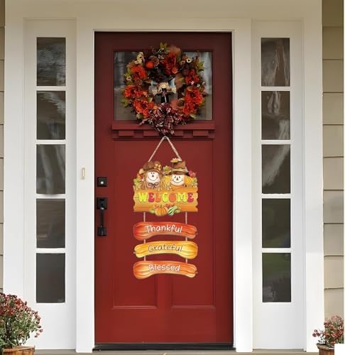 Fall Thanksgiving Door Sign, Wooden Harvest Decorations, Indoor Outdoor Farmhouse Porch Decor (4) - Image 4