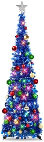 N&T NIETING Pop Up Christmas Tree with Lights & Ornaments, 5FT, Royal Blue by NTNIETING