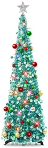 N&T NIETING Pop Up Christmas Tree with Lights & Ornaments, 5FT, Lake Blue by NTNIETING