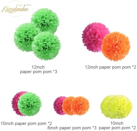 NICROLANDEE Blacklight Party Decorations 12 PCS Neon Tissue Paper Pom Poms - Image 3