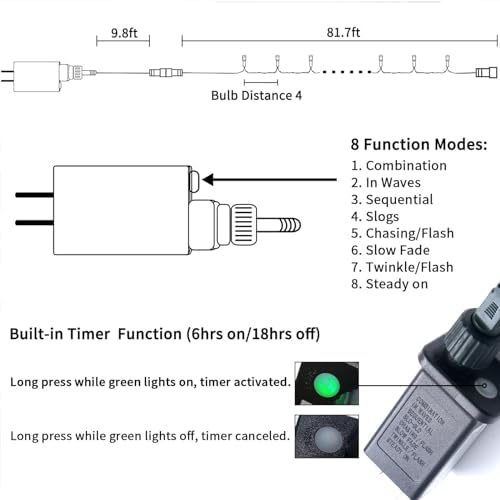 JMEXSUSS 250 LED White Christmas Lights Outdoor, String Lights Plug in - Image 7