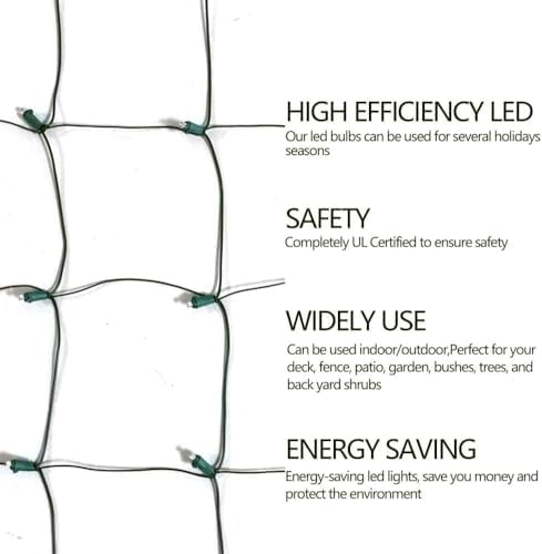 HISHINY LED Christmas Net Lights Outdoor Decorations for Bushes,144LED 6ftx6ft Connectable Green Wire Net Christmas Lights for Outdoor Indoor Yard Mesh Shrub Tree Decor,UL Certified(Warm White) - Image 7