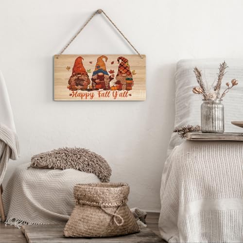 Happy Fall Y'all Decor Fall Decorations for Home Gnomes Fall Decorations Fall Porch Decor Fall Rustic Pumpkin Decor Fall Wall Art Decor Fall Hanging Decor for Front Door 12 x 6 Inch - Image 3