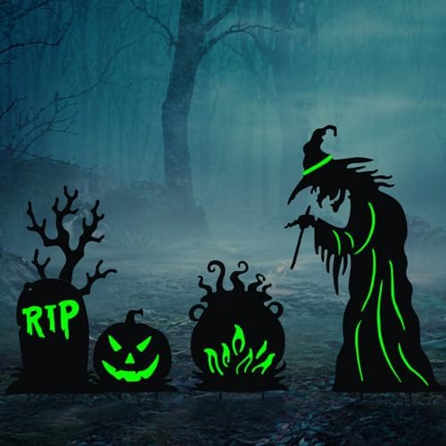 BRIGHTDECK 3 Pcs Halloween Witch Yard Signs Metal Stakes Outdoor Decoration by BRIGHTDECK