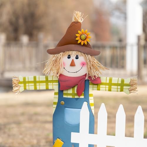Glitzhome Fall Decorations for Outdoor, 30.75" H Metal Scarecrow,Pumpkin & Fence Thanksgiving Yard Stakes, Outdoor Fall Garden Stakes for Patio Pathway Autumn Harvest Outside Decoration,Set of 5 - Image 6
