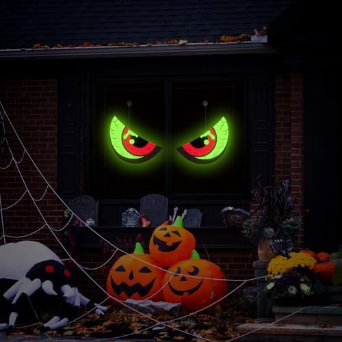 Halloween Window Decorations - Spooky Glowing Eyes, Glow in the Dark Halloween Decorations Indoor, Scary Solar Light up Eyes Hanging Decor for Wall, Door, Lawn, Porch, Yard - Image 5