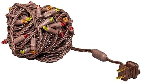 Novelty Lights 17ft 50 LED Yellow/Red/Orange Christmas String Lights, 4" Spacing on Brown Wire, UL Listed IP55 Commercial Grade Xmas Lights for Outdoor/Indoor, Dimmable, Connectable - Image 5