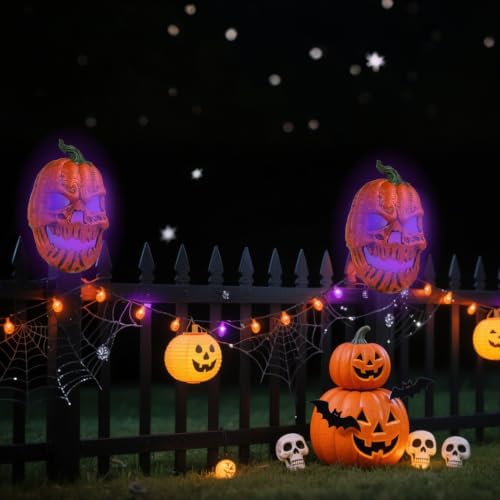 2Pcs Halloween Pumpkin Porch Light Covers, Pumpkin Light Covers Halloween Decorations Outdoor Garage Lights Fixtures Cover Fall Porch Decor for Porch, Front Door, Wall Lamp (Purple) - Image 7