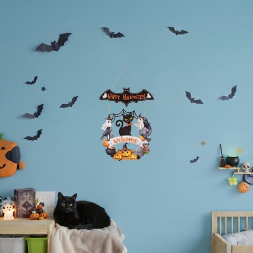 Halloween Decoration: Ghost Wood Door Sign, Spooky Wreath - Image 4