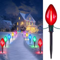 Minetom Double C9 Christmas Pathway Lights Outdoor - 13.5Ft 10 LED String Lights with 10 Marker Stakes for Walkway, Waterproof Plug in C9 Christmas Lights Outdoor for Driveway Yard Lawn Decorations by Minetom
