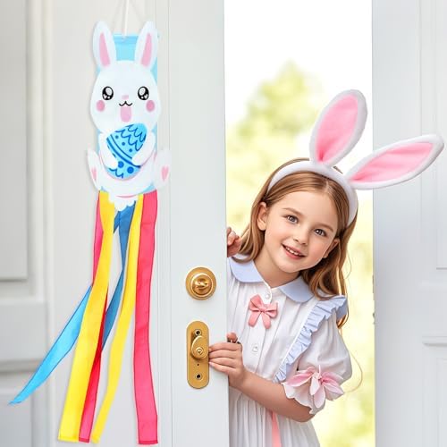NOVWANG 40 Inch 3D Rabbit Bunny Easter Windsock, Spring Windsocks for Yard Garden Patio Balcony, Easter Outdoor Hanging Decorations - Image 6