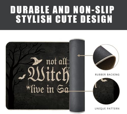 Halloween Door Mat Not All Witches Live in Salem Rug Outdoor Decorative Doormats Entrance Rugs Floor Front Mats for Farmhouse Home Kitchen 17 x 27 Inch - Image 6
