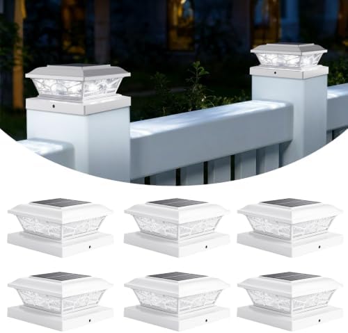 Brightever 4x4 Post Solar Lights, Solar Post Cap Lights White 6-Pack by Brightever
