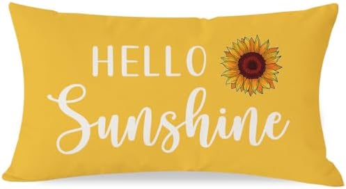 PANDICORN Hello Sunshine Throw Pillow Cover 12x20 Inch Sunflower, Yellow by PANDICORN
