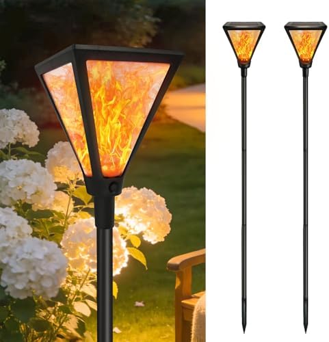 Flickering Flame Solar Torch Lights with 61"Extra-Tall & Super Larger Size by SANJICHA